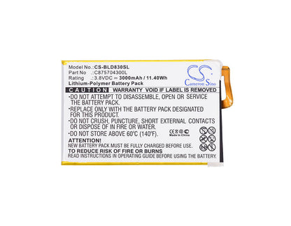 3.8V, 3000mAh, Li-Polymer Battery fits Blu, D830, D830u, 11.4Wh