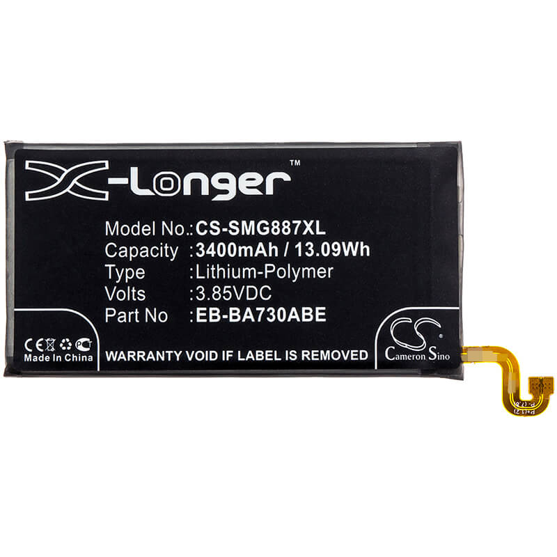3.85V, 3400mAh, Li-Polymer Battery fits Samsung, Galaxy A7 2018, Galaxy A8+ 2018, 13.09Wh
