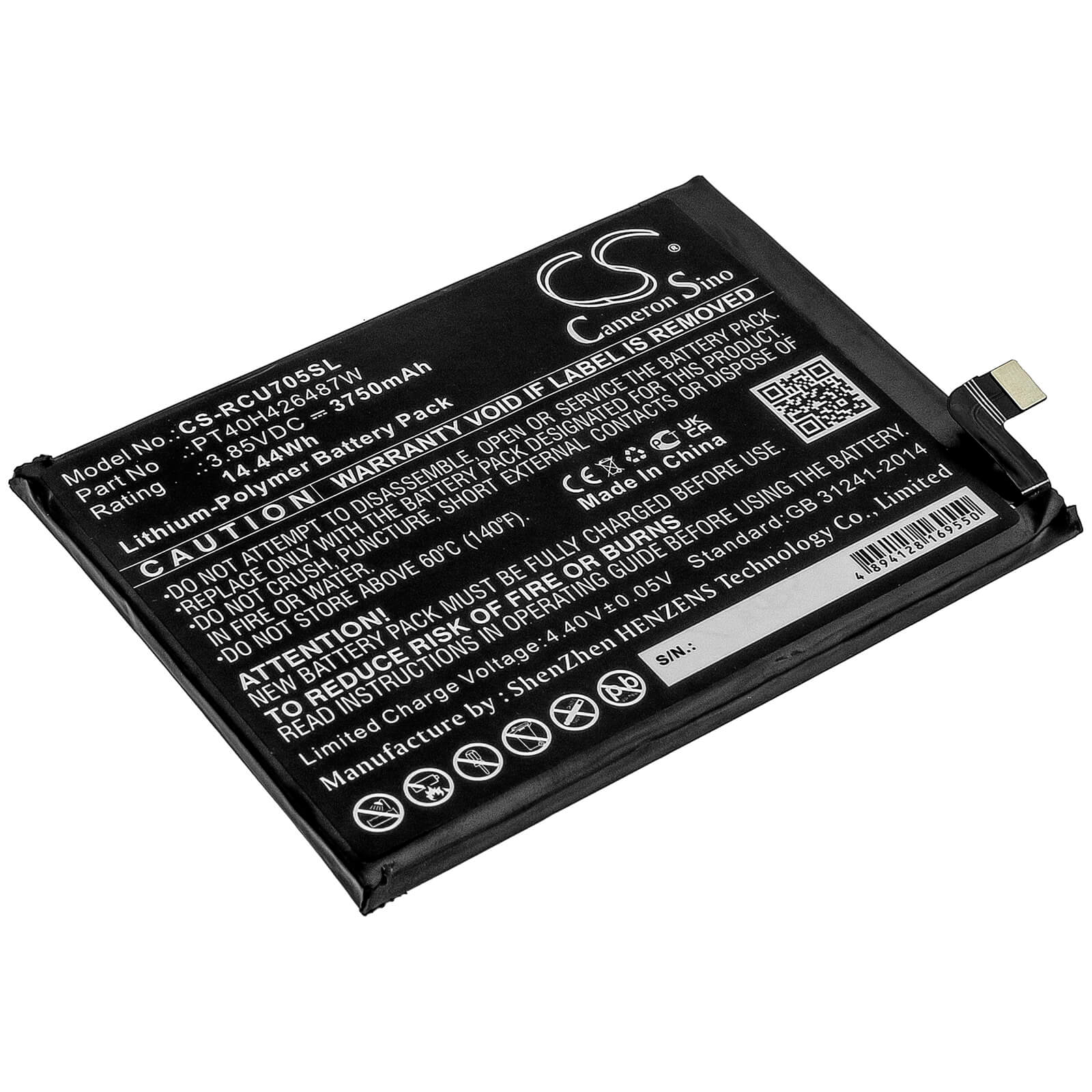 3.85V, 3750mAh, Li-Polymer Battery fits Cricket, Ovation, U705ac, 14.4375Wh