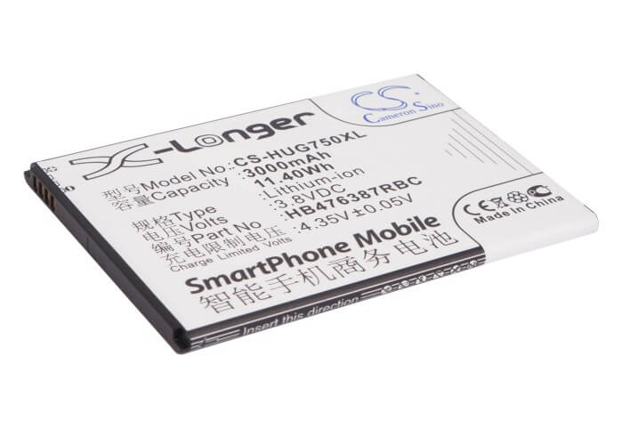 3.8V, 3000mAh, Li-ion Battery fits Huawei, Ascend G750, Ascend G750-t00, 11.4Wh