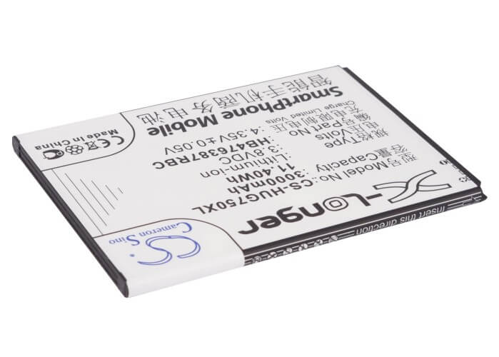 3.8V, 3000mAh, Li-ion Battery fits Huawei, Ascend G750, Ascend G750-t00, 11.4Wh