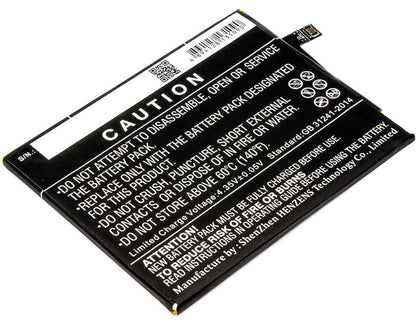 3.8V, 4850mAh, Li-Polymer Battery fits Motorola, Moto E4 Plus, Moto E5 Plus, 18.43Wh