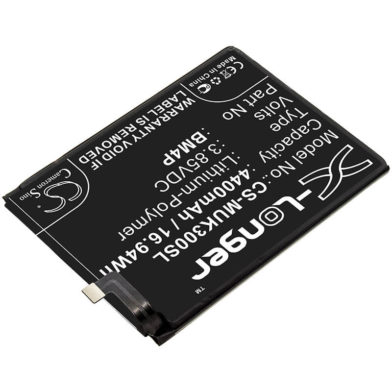 3.85V, 4400mAh, Li-Polymer Battery fits Xiaomi, M2001g7ac, M2001g7ae, 16.94Wh