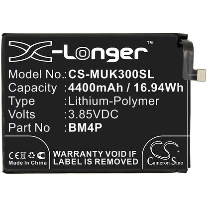 3.85V, 4400mAh, Li-Polymer Battery fits Redmi, K30, K30 5g, 16.94Wh