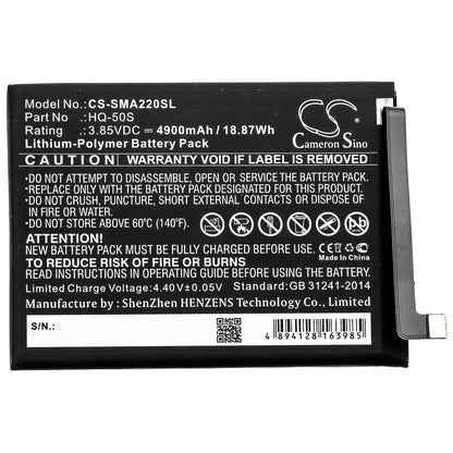3.85V, 4900mAh, Li-Polymer Battery fits Samsung, Galaxy A02, Galaxy A02 2021, 18.865Wh