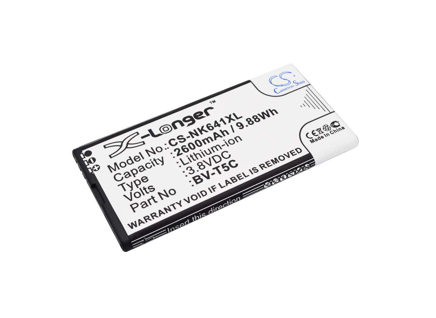3.8V, 2600mAh, Li-ion Battery fits Nokia, Lumia 640, Rm-1073, 9.88Wh