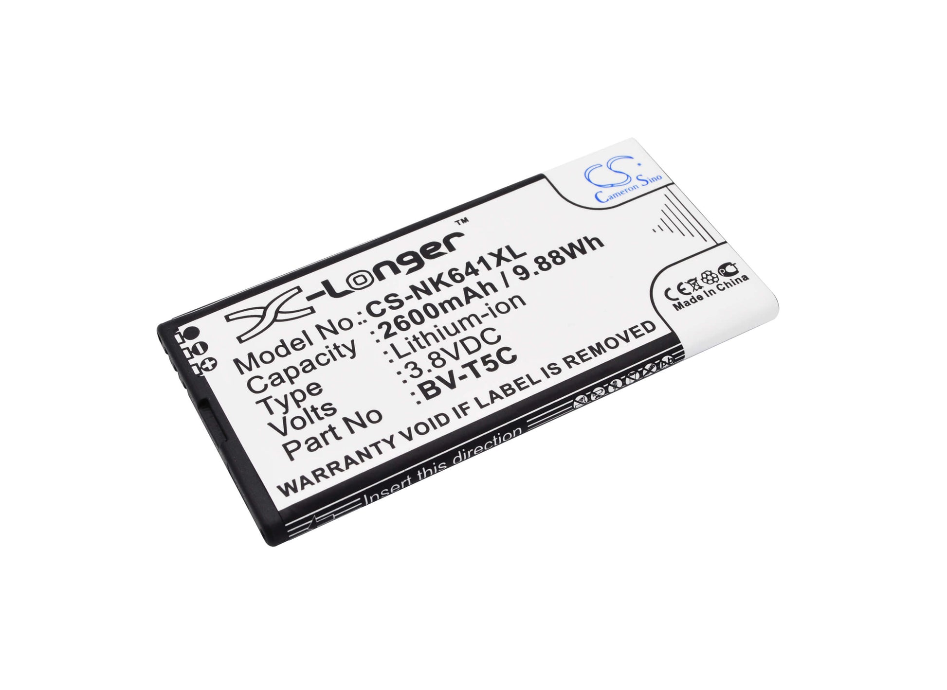 3.8V, 2600mAh, Li-ion Battery fits Nokia, Lumia 640, Rm-1073, 9.88Wh