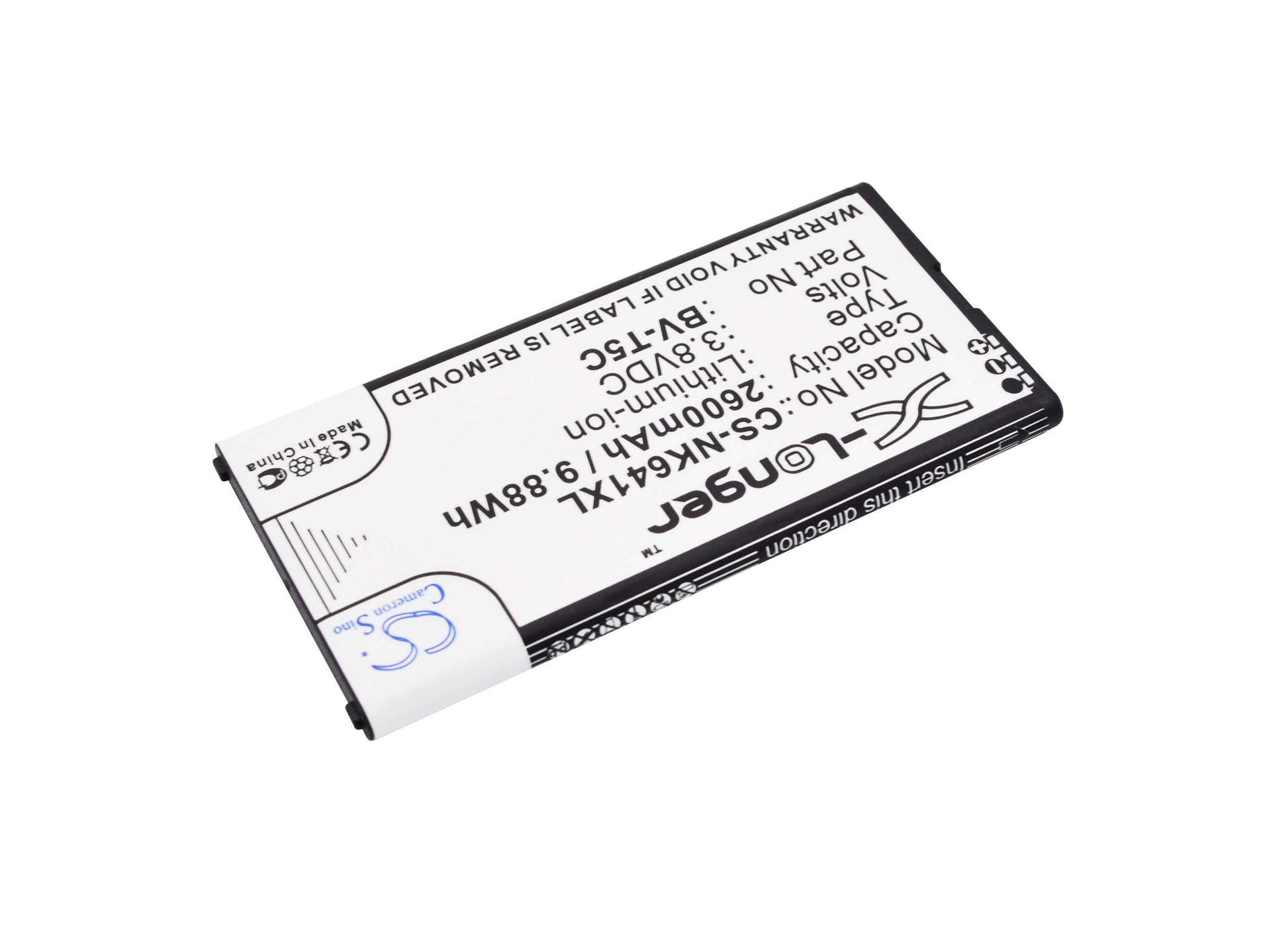 3.8V, 2600mAh, Li-ion Battery fits Nokia, Lumia 640, Rm-1073, 9.88Wh