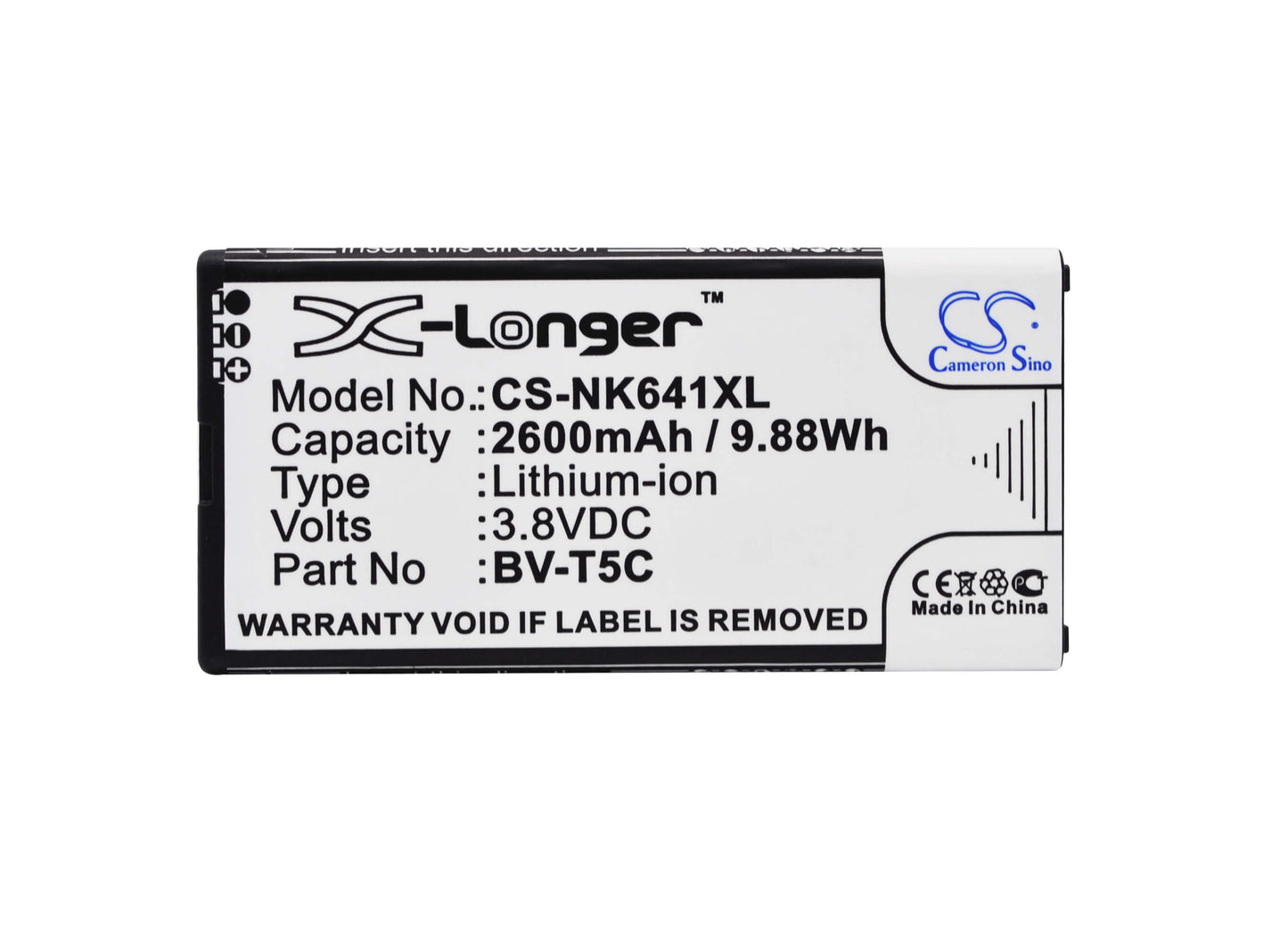 3.8V, 2600mAh, Li-ion Battery fits Nokia, Lumia 640, Rm-1073, 9.88Wh