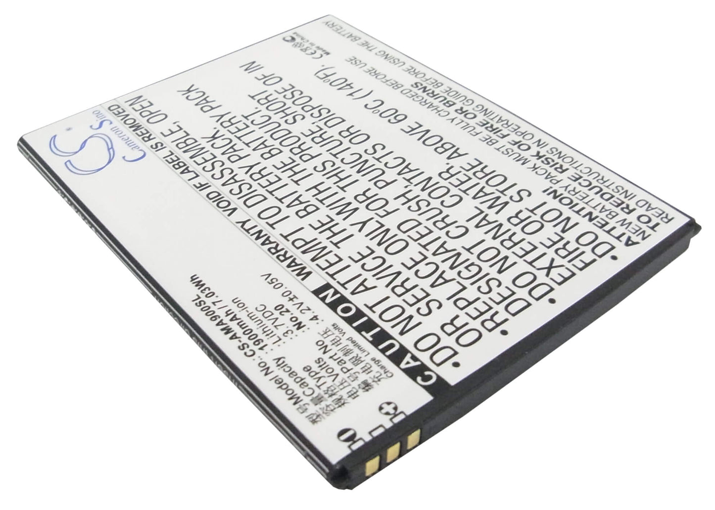 3.7V, 1900mAh, Li-ion Battery fits Amoi, 862w, A900t, 7.03Wh
