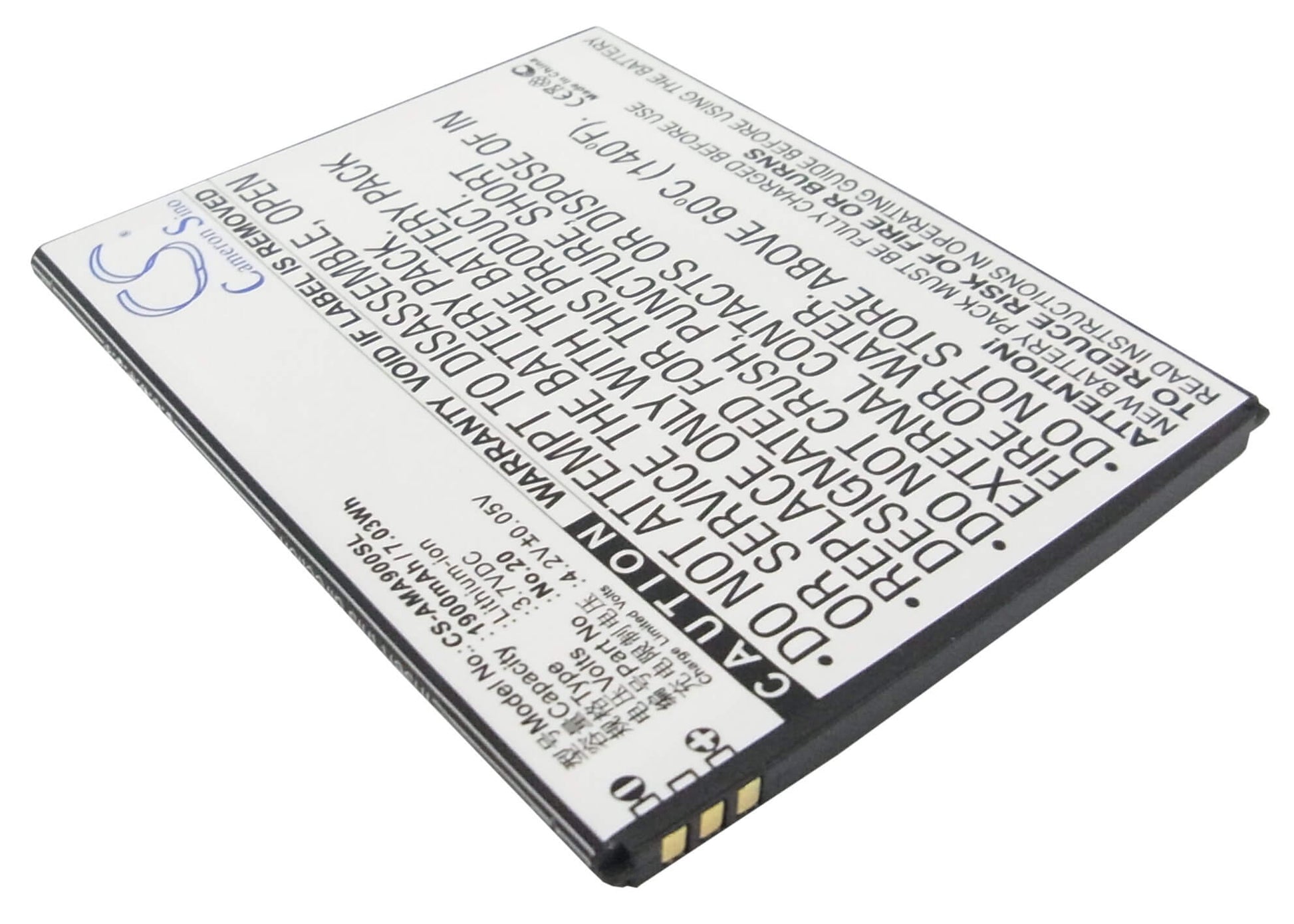 3.7V, 1900mAh, Li-ion Battery fits Amoi, 862w, A900t, 7.03Wh