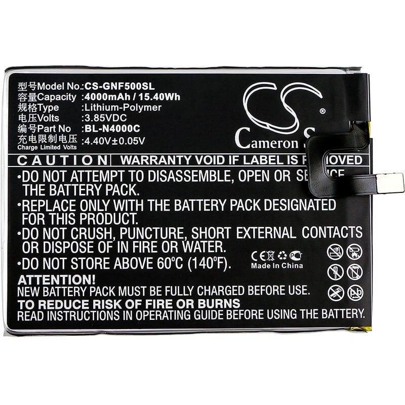 3.85V, 4000mAh, Li-Polymer Battery fits Gionee, F5, F5 Td-lte Dual Sim, 15.4Wh
