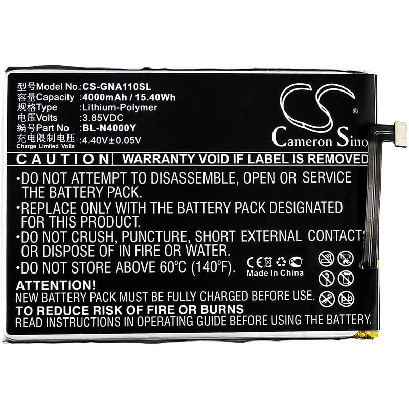 3.85V, 4000mAh, Li-Polymer Battery fits Gionee, A1 Lite, A1 Lite Dual Sim, 15.4Wh