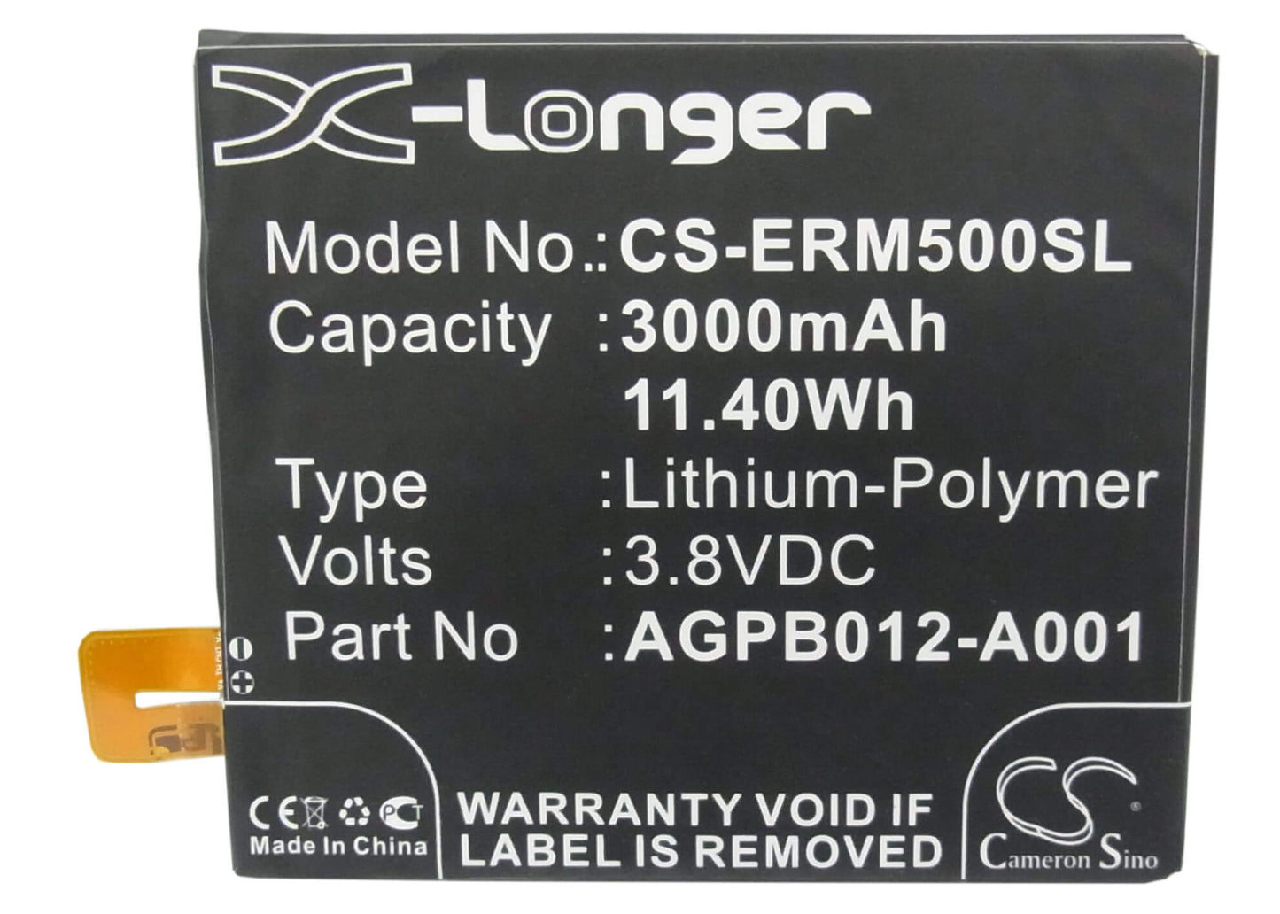 3.8V, 3000mAh, Li-Polymer Battery fits Sony Ericsson, C5322, Tianchi, 11.4Wh
