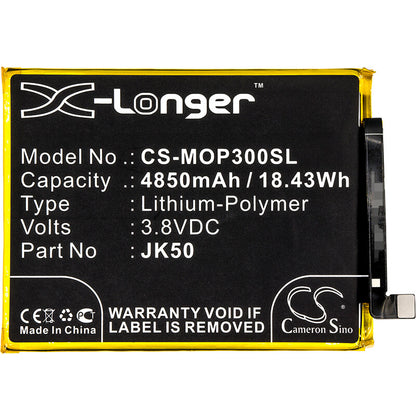 3.8V, 4850mAh, Li-Polymer Battery fits Motorola, G7 Power, One Power, 18.43Wh
