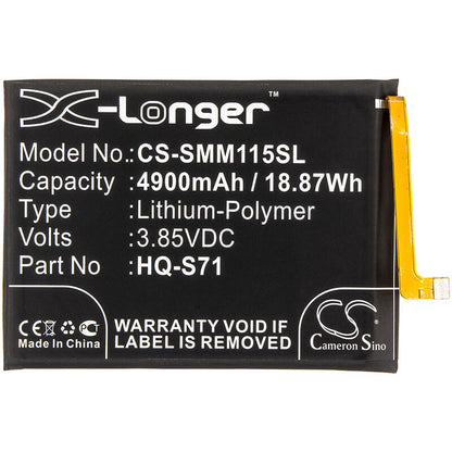 3.85V, 4900mAh, Li-Polymer Battery fits Samsung, Galaxy M11, Galaxy M11 2020, 18.865Wh