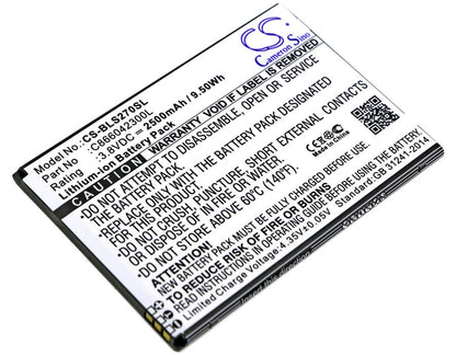 3.8V, 2500mAh, Li-ion Battery fits Blu, S270q, Studio C 8.8, 9.5Wh