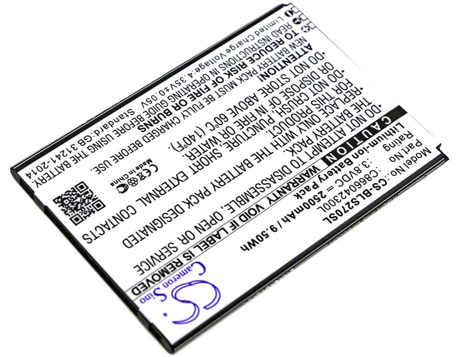 3.8V, 2500mAh, Li-ion Battery fits Blu, S270q, Studio C 8.8, 9.5Wh