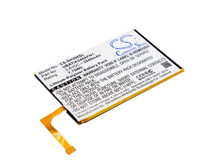 3.8V, 2040mAh, Li-Polymer Battery fits Sharp, 306sh, Aquos Crystal, 7.752Wh
