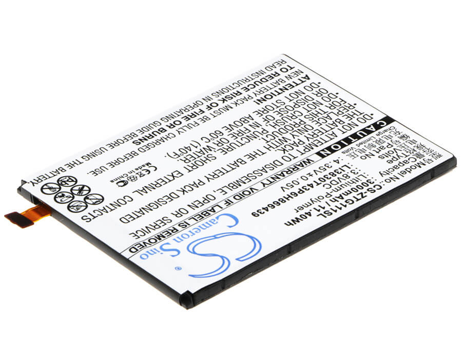 3.8V, 3000mAh, Li-Polymer Battery fits Zte, G111, N9518, 11.4Wh