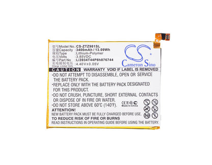 3.85V, 3400mAh, Li-Polymer Battery fits Metropcs, Zmax Pro, 13.09Wh