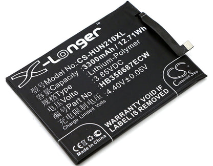 3.85V, 3300mAh, Li-Polymer Battery fits Huawei, Bac-al00, Bac-l23, 12.705Wh