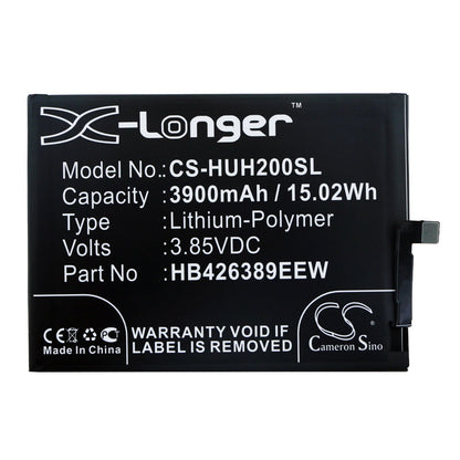 3.85V, 3900mAh, Li-Polymer Battery fits Huawei, Honor 20 Lite, Honor 20 Youth, 15.015Wh