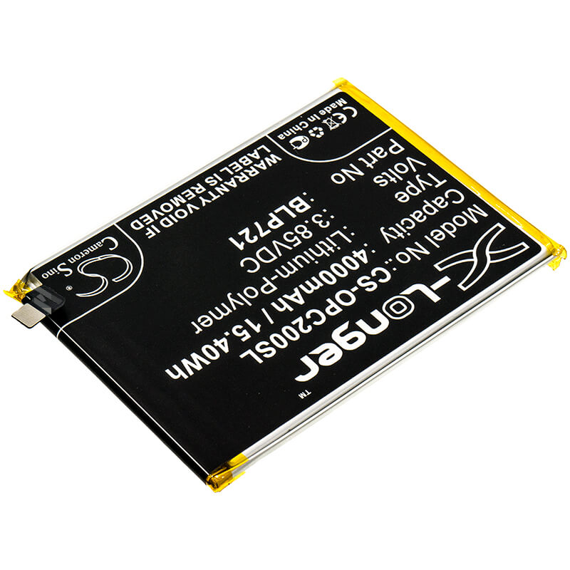 3.85V, 4000mAh, Li-Polymer Battery fits Oppo, R1941, Realme C2, 15.4Wh