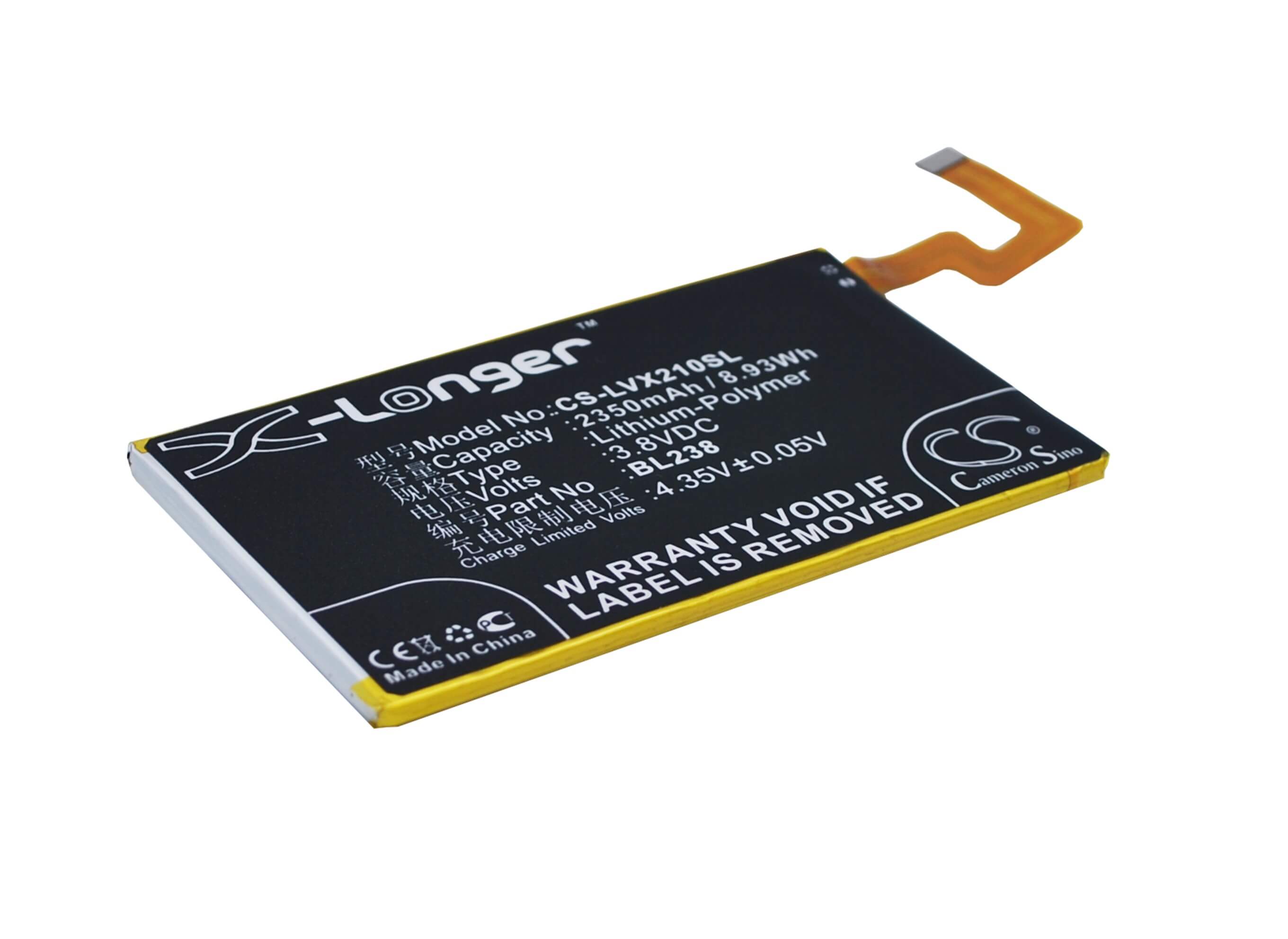 3.8V, 2350mAh, Li-Polymer Battery fits Lenovo, Vibe X2pt5, 8.93Wh