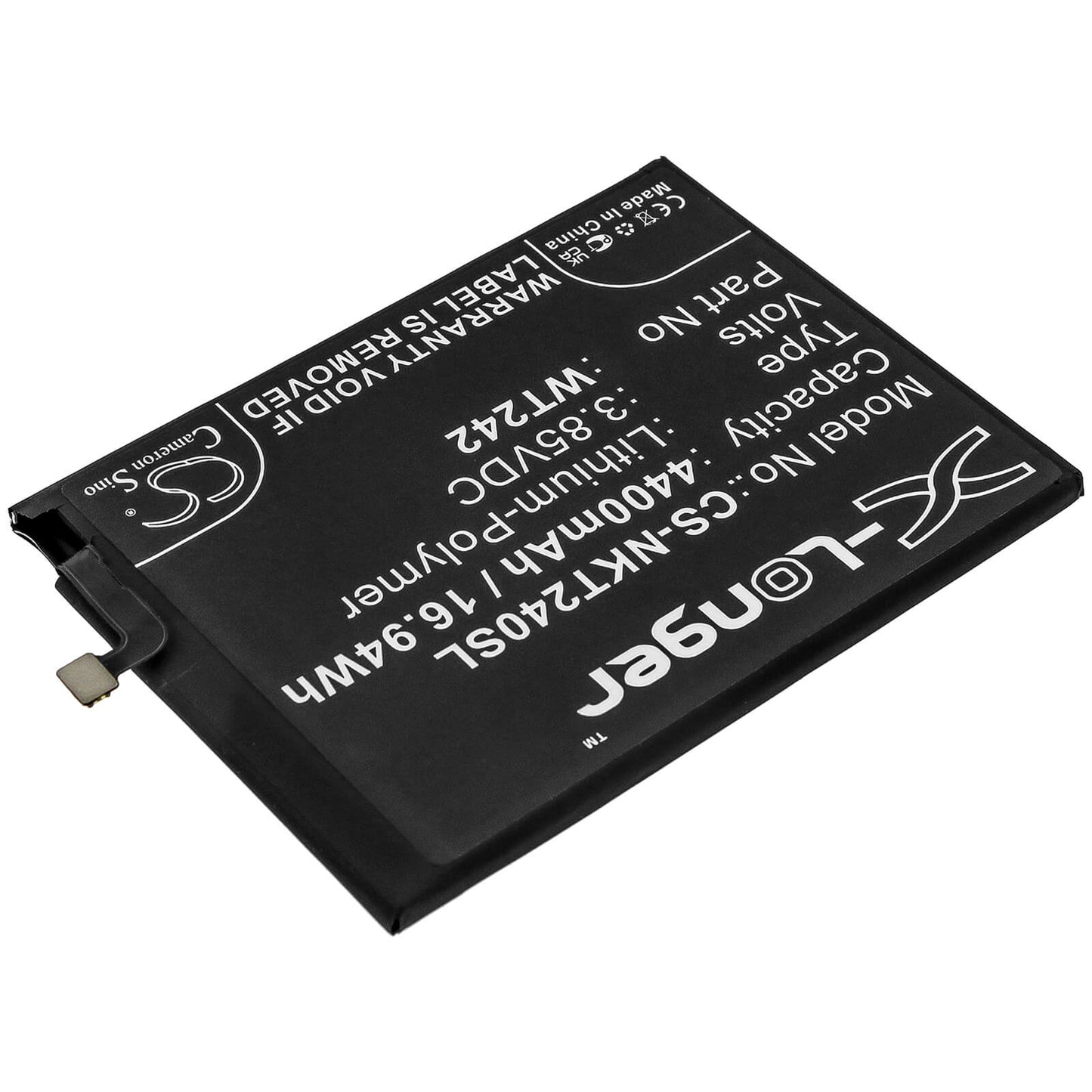 3.85V, 4400mAh, Li-Polymer Battery fits Nokia, Nokia 2.4, Ta-1270, 16.94Wh