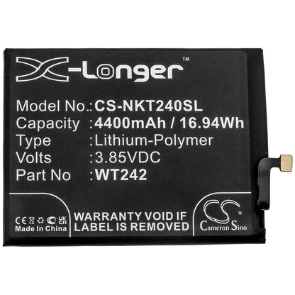 3.85V, 4400mAh, Li-Polymer Battery fits Nokia, Nokia 2.4, Ta-1270, 16.94Wh