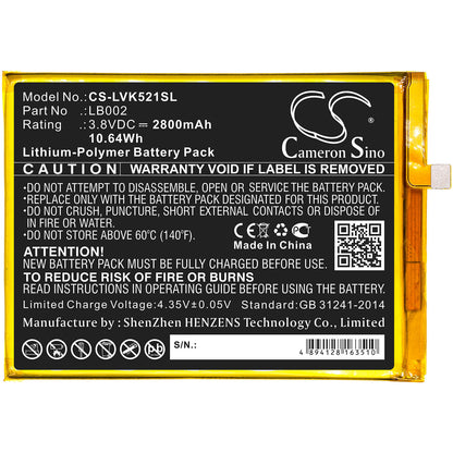 3.8V, 2800mAh, Li-Polymer Battery fits Lenovo, K520, K520t Pro, 10.64Wh