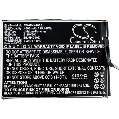 3.85V, 4000mAh, Li-Polymer Battery fits Gionee, Allview X4 Soul Style, Allview X4 Soul Style Dual Sim, 15.4Wh