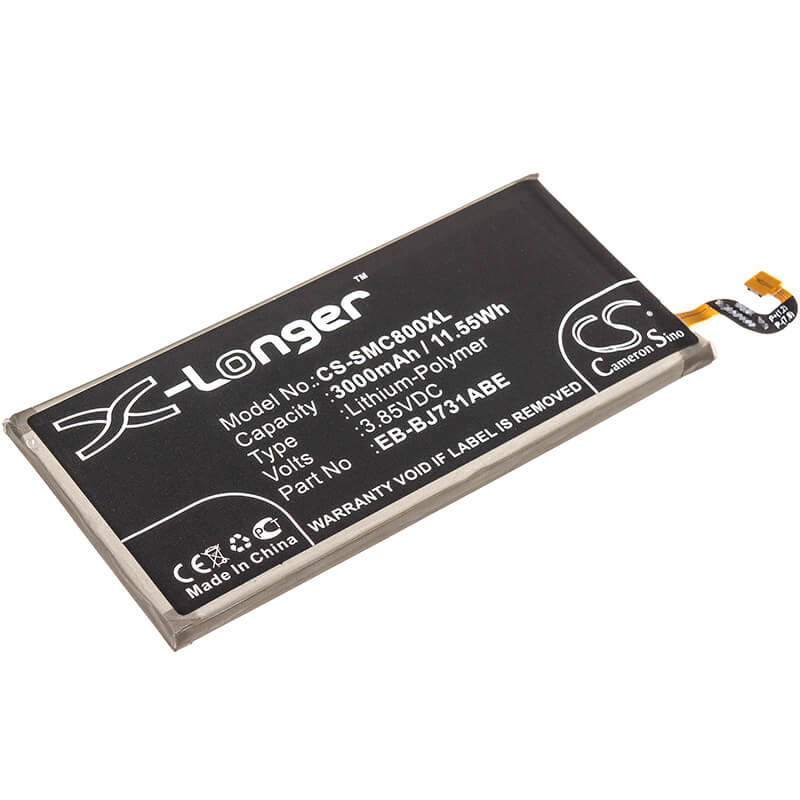 3.85V, 3000mAh, Li-Polymer Battery fits Samsung, C8 Duos Td-lte, Galaxy C8 Duos, 11.55Wh