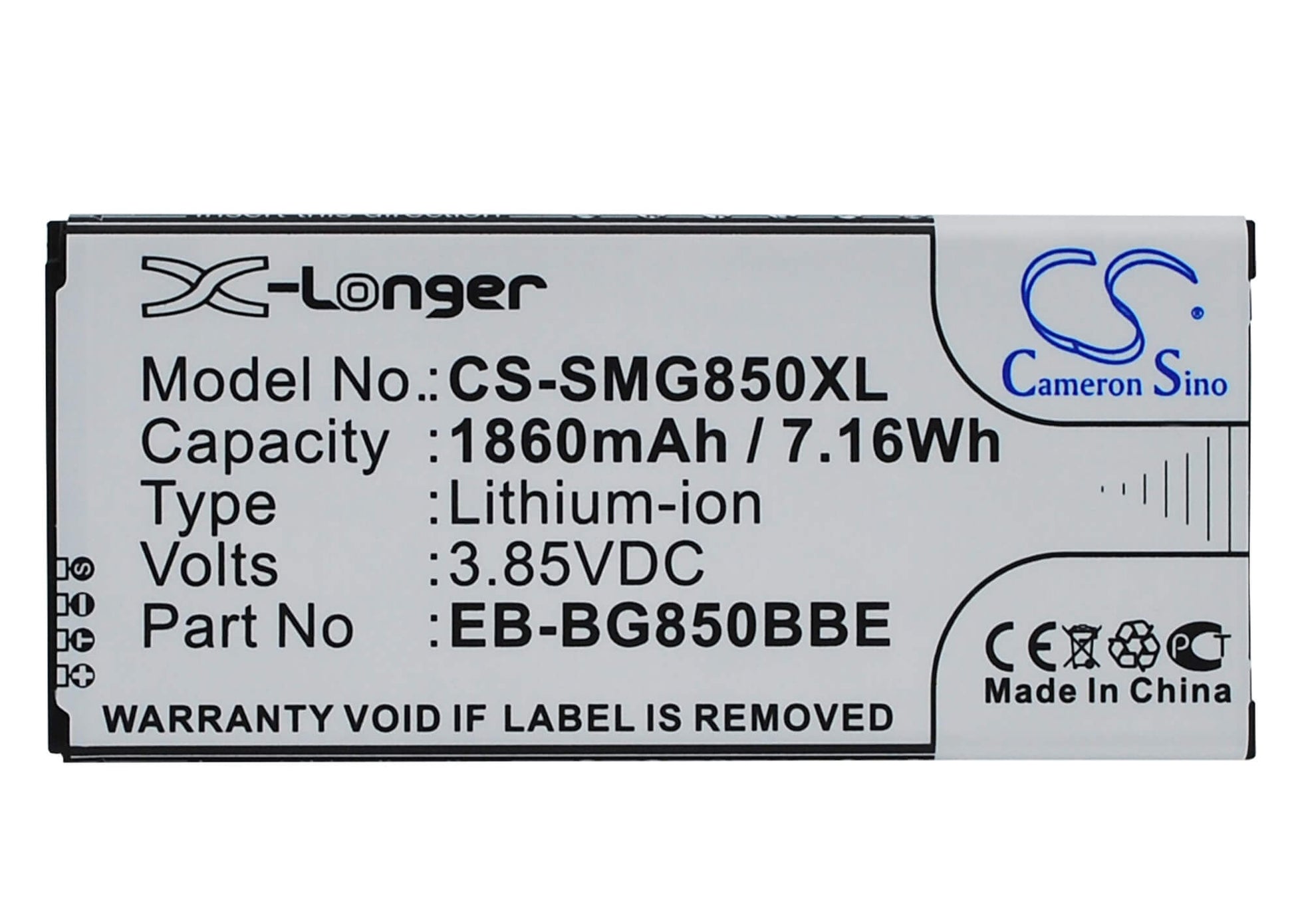 3.85V, 1860mAh, Li-ion Battery fits Samsung, Galaxy Alpha, Galaxy Alpha Lte-a, 7.161Wh