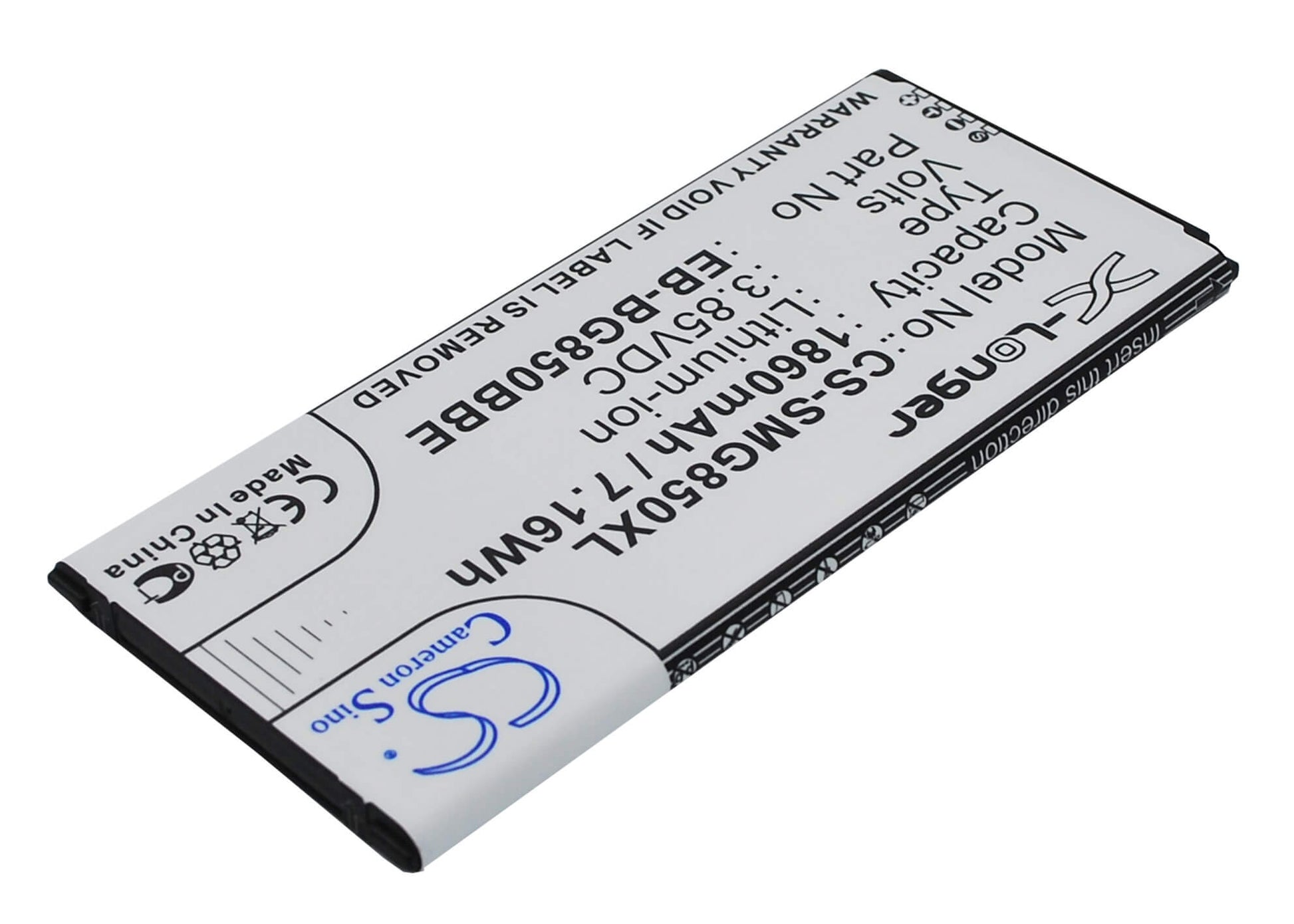 3.85V, 1860mAh, Li-ion Battery fits Samsung, Galaxy Alpha, Galaxy Alpha Lte-a, 7.161Wh