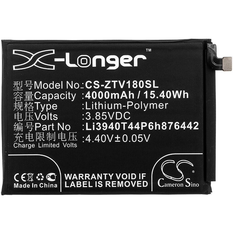 3.85V, 4000mAh, Li-Polymer Battery fits Zte, Nubia V18, Nx612, 15.4Wh