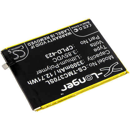 3.85V, 3300mAh, Li-Polymer Battery fits T-mobile, C3701a, Revvl Plus, 12.705Wh