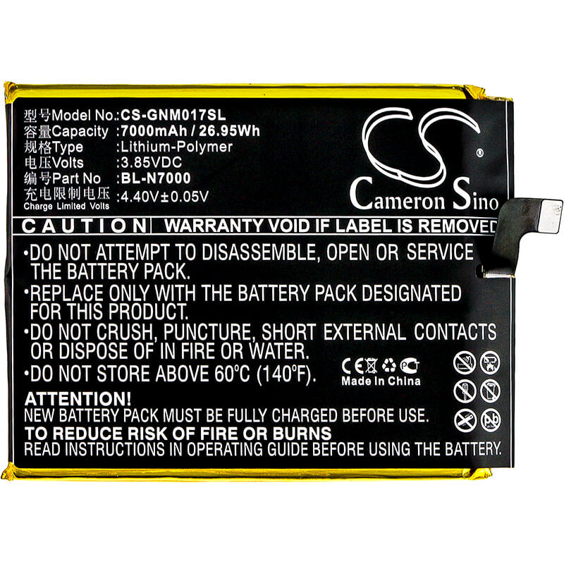 3.85V, 7000mAh, Li-Polymer Battery fits Gionee, M2017, M2017 Dual Sim, 26.95Wh