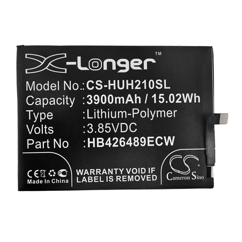 3.85V, 3900mAh, Li-Polymer Battery fits Huawei, Aqm-al00, Aqm-tl00, 15.015Wh