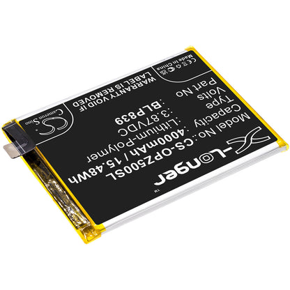 3.87V, 4000mAh, Li-Polymer Battery fits Oppo, 2213, A94 5g, 15.48Wh
