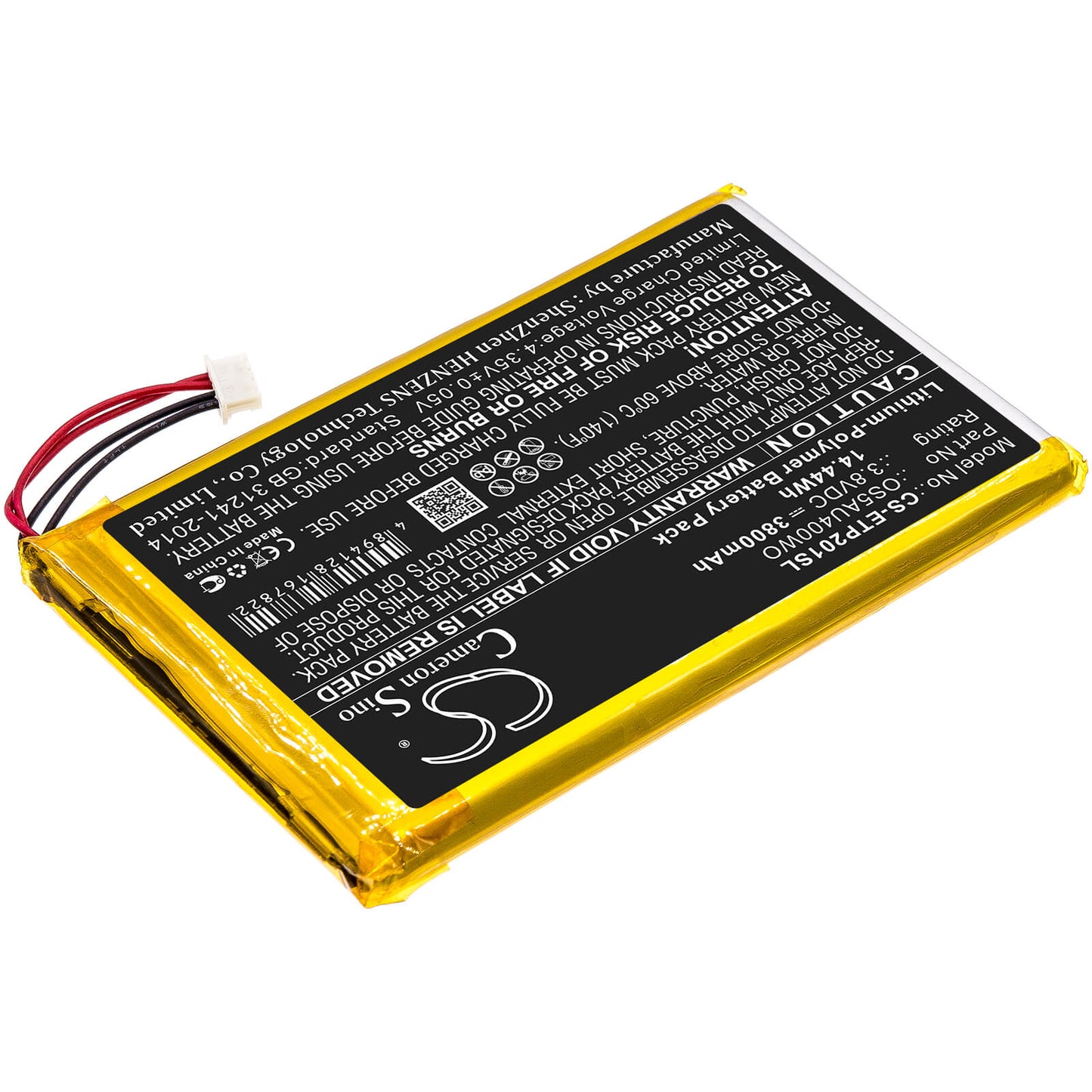 3.8V, 3800mAh, Li-Polymer Battery fits Enspert, Esp E201u, Identity 7, 14.44Wh