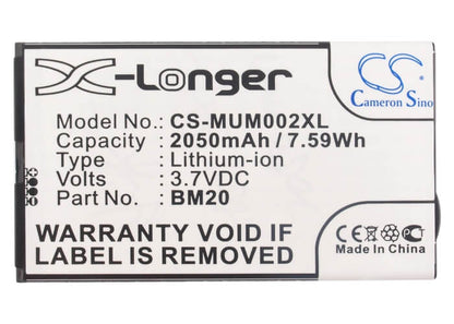 3.7V, 2050mAh, Li-ion Battery fits Xiaomi, 2s, M2, 7.585Wh