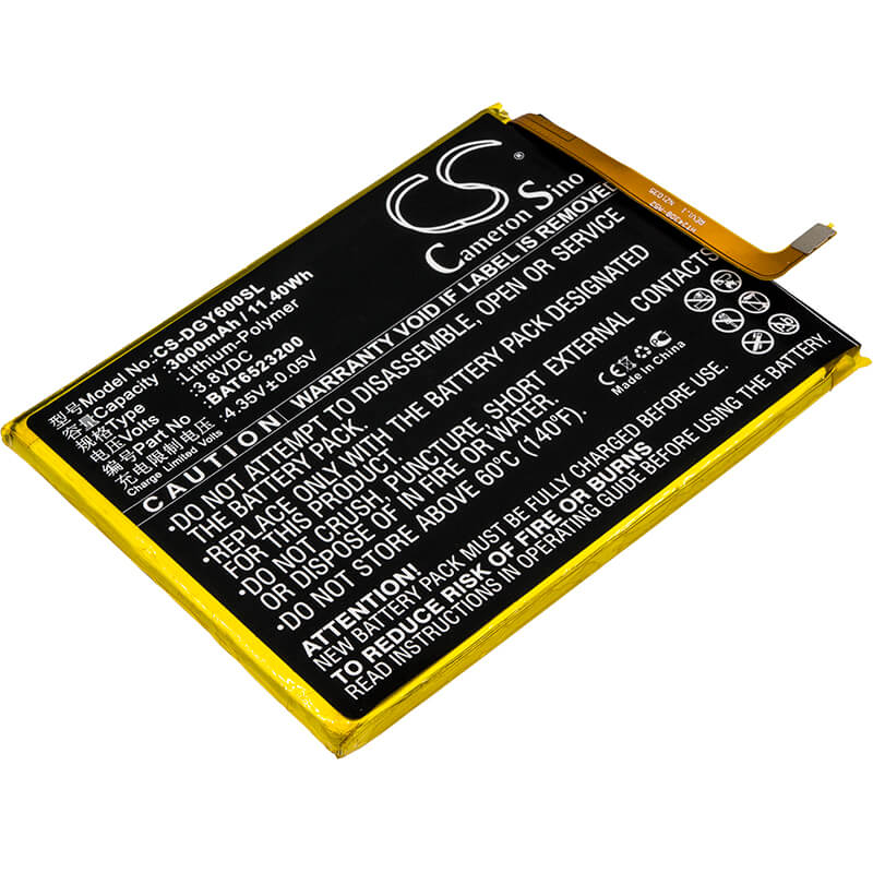 3.8V, 3000mAh, Li-Polymer Battery fits Doogee, Y6, Y6c, 11.4Wh