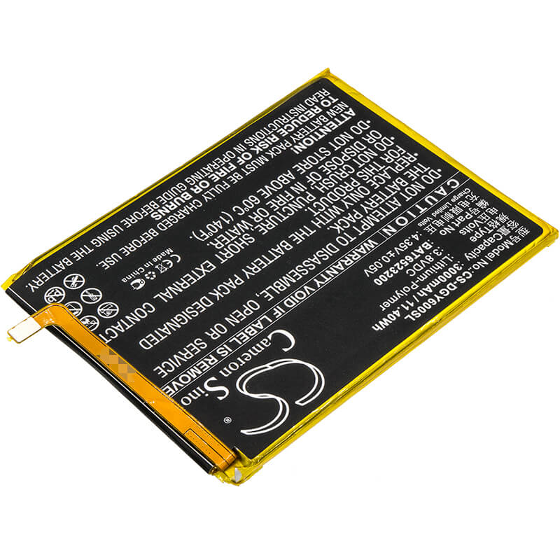 3.8V, 3000mAh, Li-Polymer Battery fits Doogee, Y6, Y6c, 11.4Wh