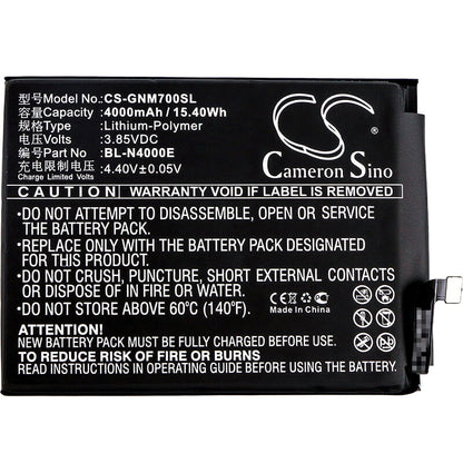 3.85V, 4000mAh, Li-Polymer Battery fits Gionee, M7, M7l, 15.4Wh
