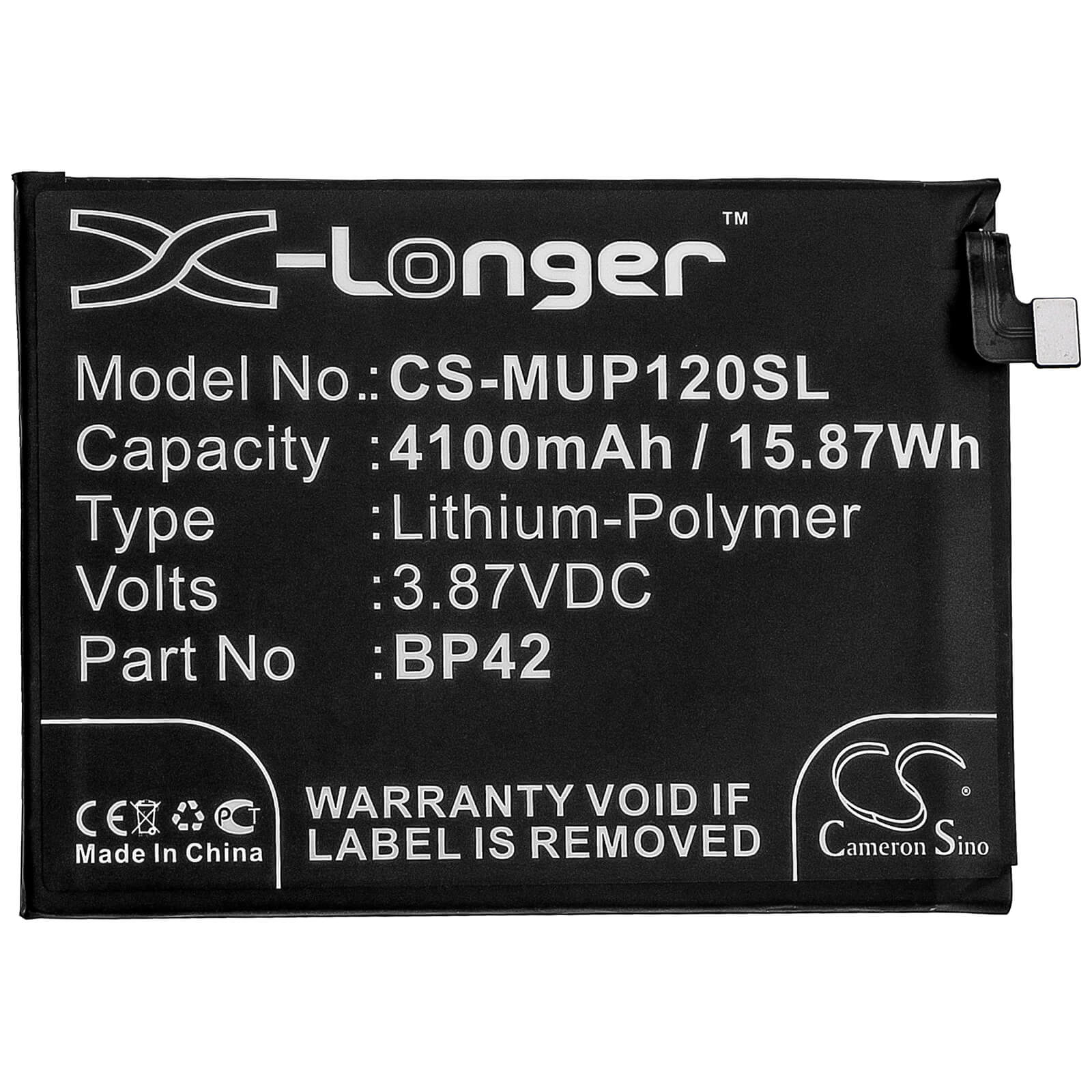 3.87V, 4100mAh, Li-Polymer Battery fits Xiaomi, M2101k9ag, M2101k9c, 15.867Wh