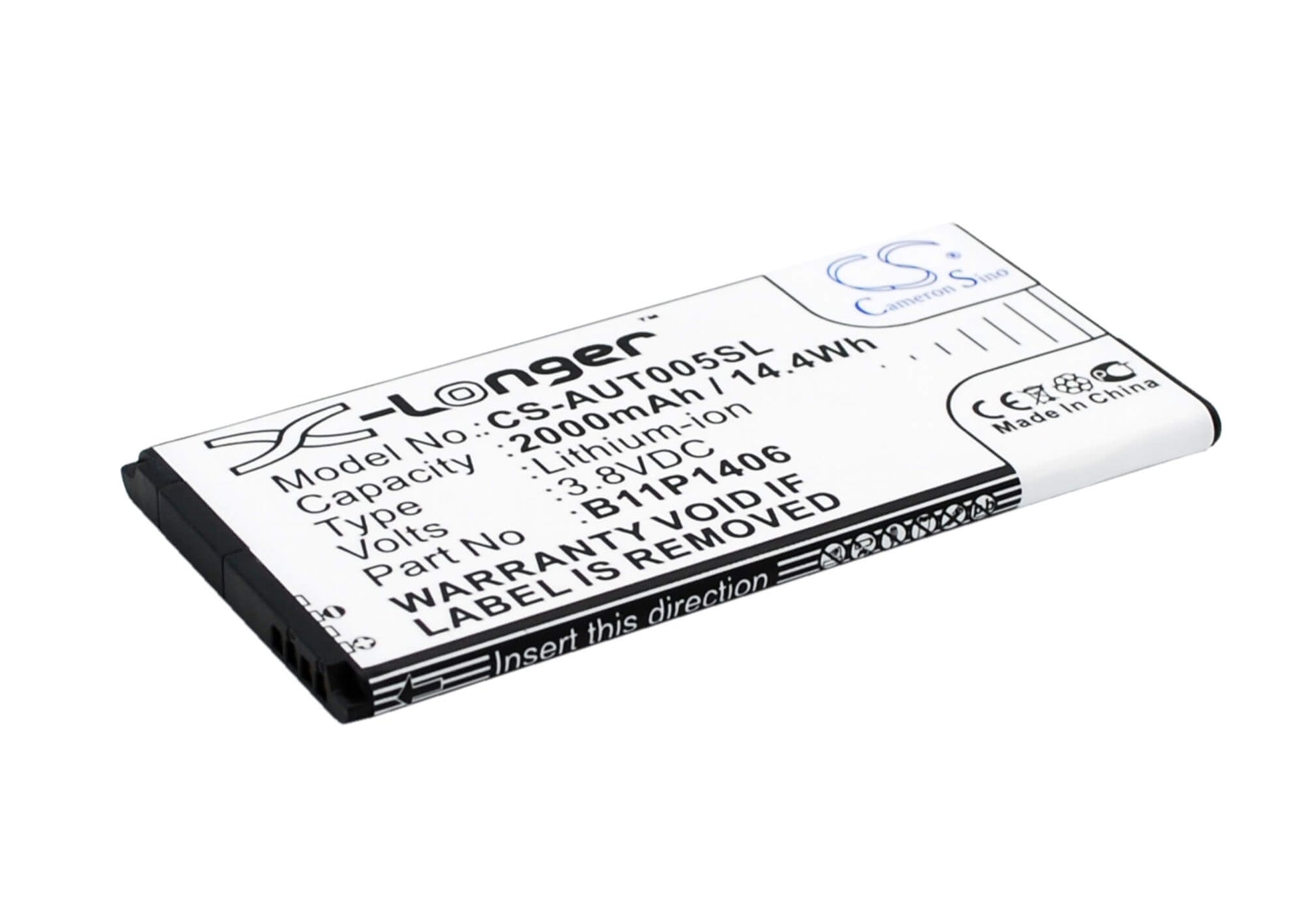3.8V, 2000mAh, Li-ion Battery fits Asus, Padfone X Mini 4.5, Padfone X Mini 4.5 4g, 7.6Wh