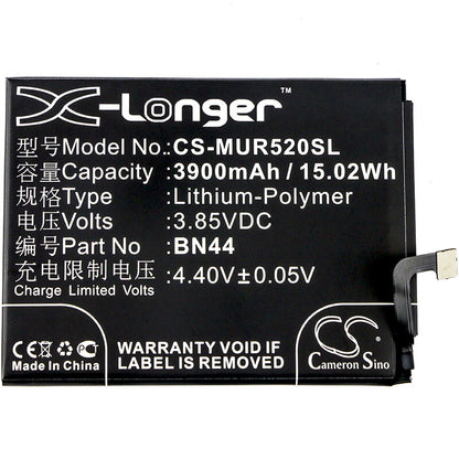 3.85V, 3900mAh, Li-Polymer Battery fits Redmi, 5 Plus, 5 Plus Dual Sim, 15.015Wh