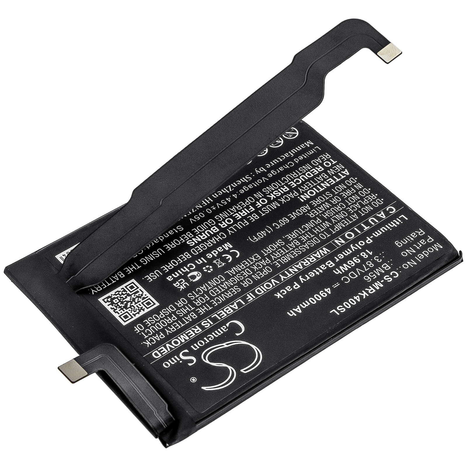 3.87V, 4900mAh, Li-Polymer Battery fits Redmi, K40 Game, M2104k10c, 18.963Wh